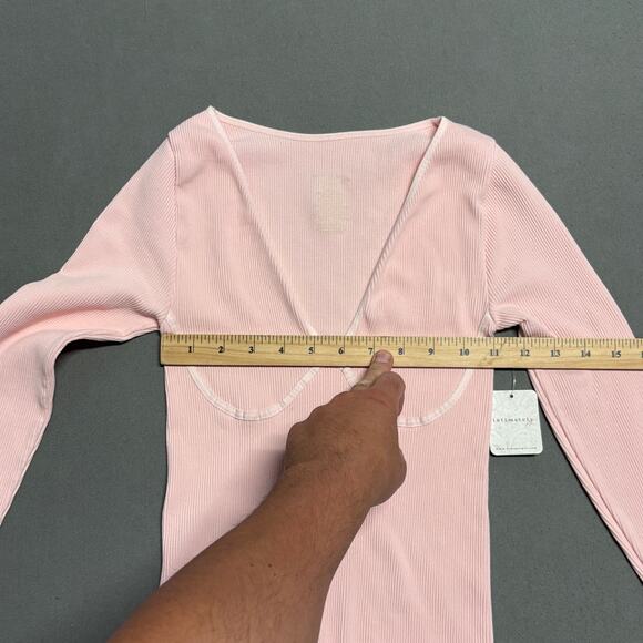 FREE PEOPLE‎ Meg Seamless V-Neck Bodysuit Rose Blush Pink Size M-L Intimately - Picture 8 of 11